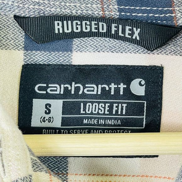 Carhartt Rugged Flex Loose Fit Plaid Long Sleeve Button Shirt Top‎ Womens Small - Picture 7 of 8